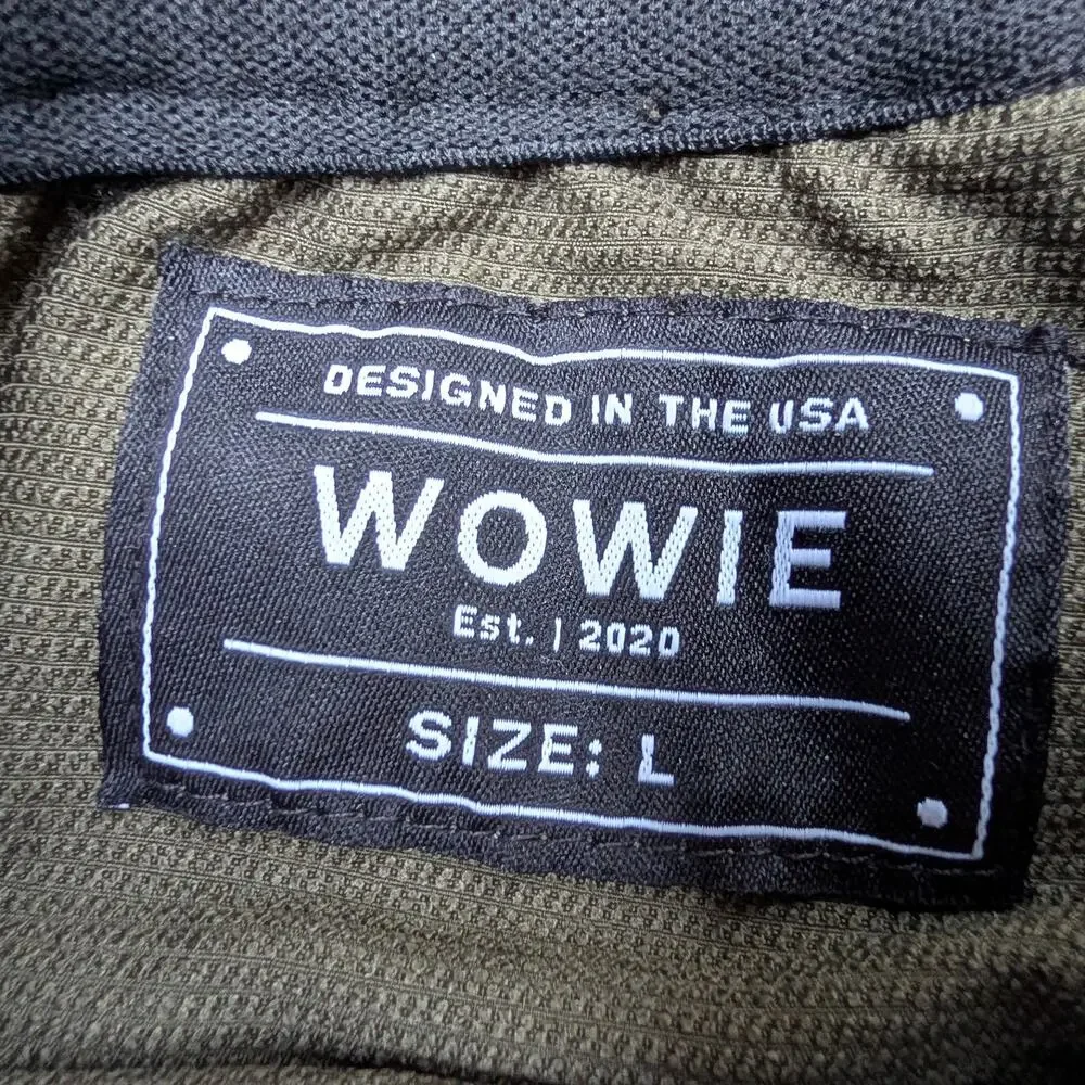 Wowie Mens L Large Olive Green Athletic Stretch Pants Joggers Pocket Accent